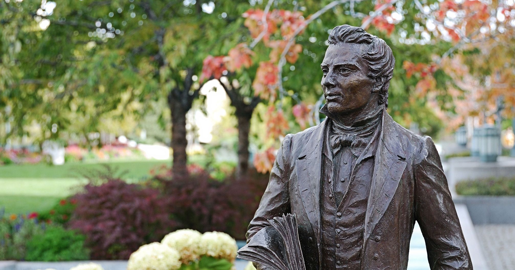 Image of Joseph Smith statue in Salt Lake City. Image via Church of Jesus Christ.