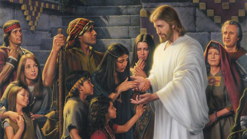 Christ in the Land Bountiful by Simon Dewey. Image via LDS Media Library.