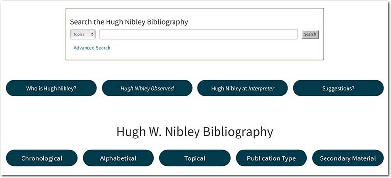 Interface of Hugh Nibley Bibliography
