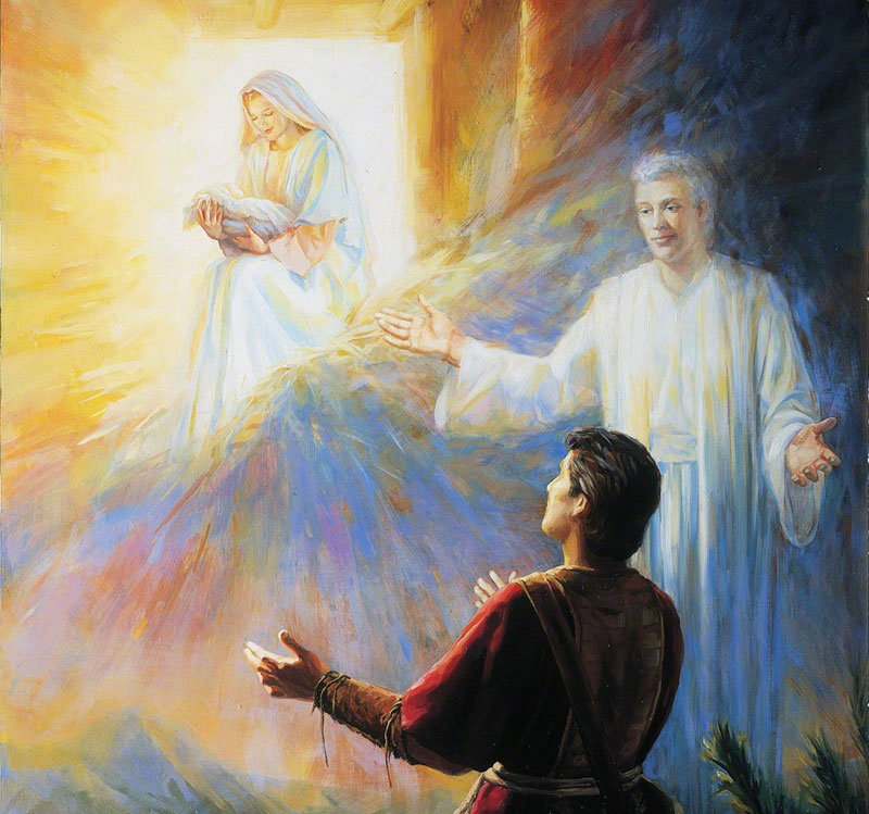 Nephi's Vision of the Virgin Mary by Judith A. Mehr. Image via LDS Media Library