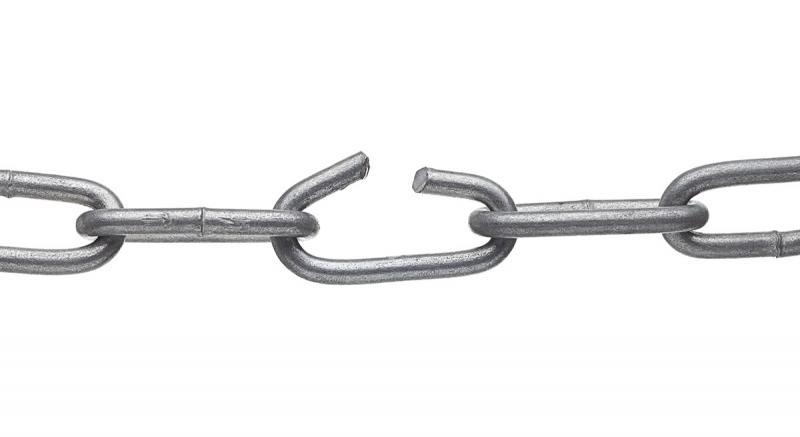 Image of broken metal link chain by picsfive via Adobe Stock.