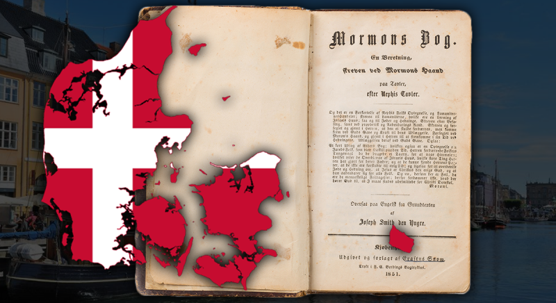 Image of Danish flag and Book of Mormon via Book of Mormon Central