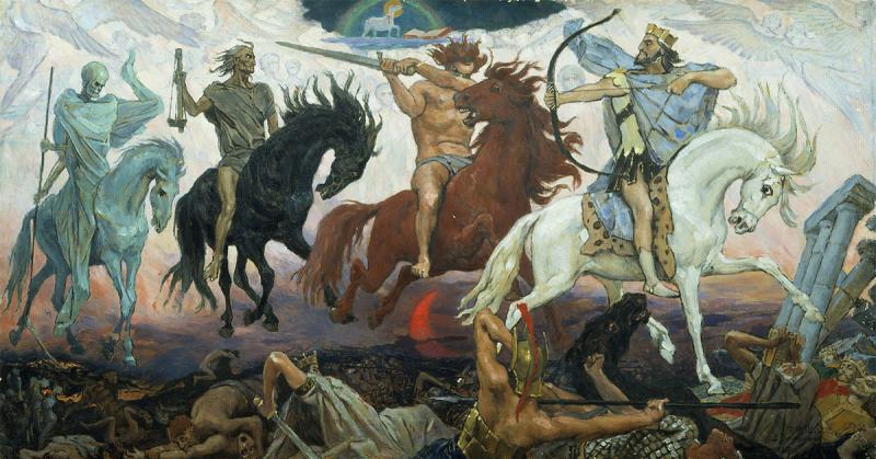 Four Horsement of the Apocalypse by Viktor Mikhailovich Vasnetsov. Image via Wikimedia Commons.