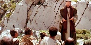 A still from a Bible Video of Paul preaching on Mars Hill
